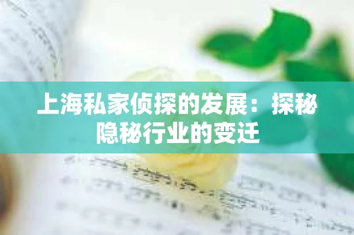 上海私家侦探的发展：探秘隐秘行业的变迁