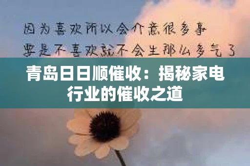 青岛日日顺催收：揭秘家电行业的催收之道