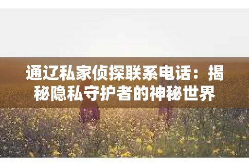 通辽私家侦探联系电话：揭秘隐私守护者的神秘世界
