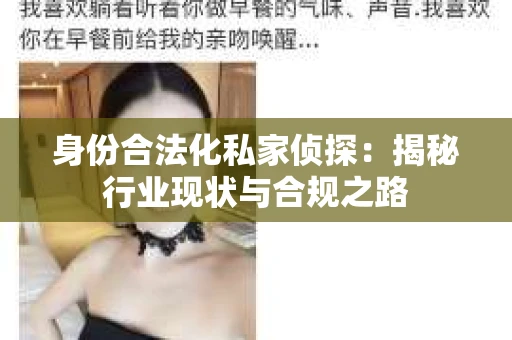 身份合法化私家侦探：揭秘行业现状与合规之路