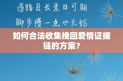 如何合法收集挽回爱情证据链的方案？
